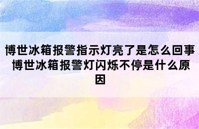 博世冰箱报警指示灯亮了是怎么回事 博世冰箱报警灯闪烁不停是什么原因